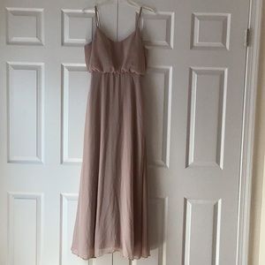 Birdy Grey Bridesmaids dress Gwennie Dress Taupe Chiffon size Medium unaltered